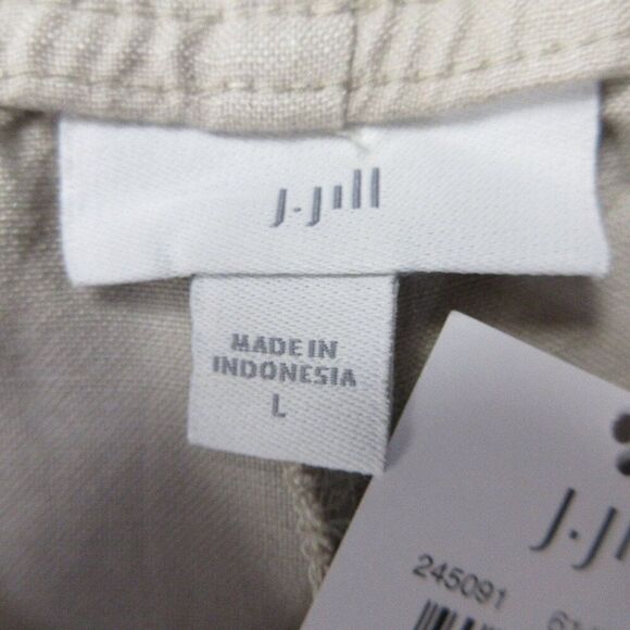 J. JILL Linen Blend Wide Leg Flat Front Crop Ankle Pants Sz L Flax Beige Tan NWT - Picture 7 of 15